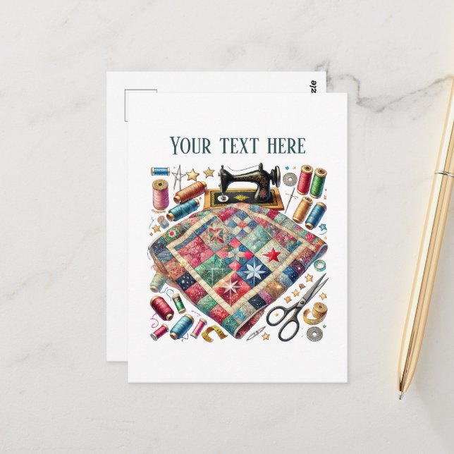 Cartão Postal Amantes de costura de corte adicionam texto (Frente/Verso In Situ)