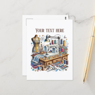 Cartão Postal Amantes de costura de corte adicionam texto