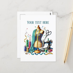 Cartão Postal Amantes de costura de corte adicionam texto