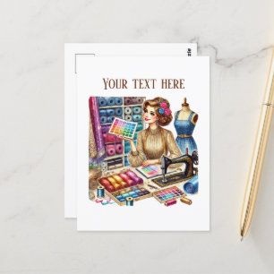 Cartão Postal Amantes de costura de corte adicionam texto
