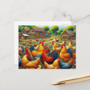 Cartão Postal Amantes de galo caipira fofos