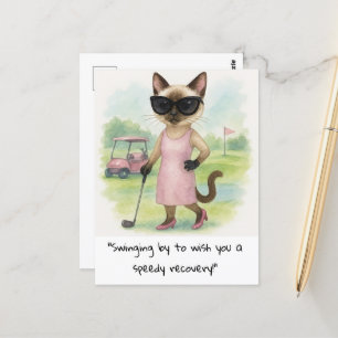 Cartão Postal Amantes de gatos golfistas se recuperem logo recup