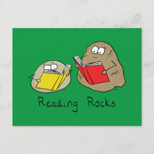 Cartão Postal Amantes de Livros Bibliotecários de Rocks em Leitu