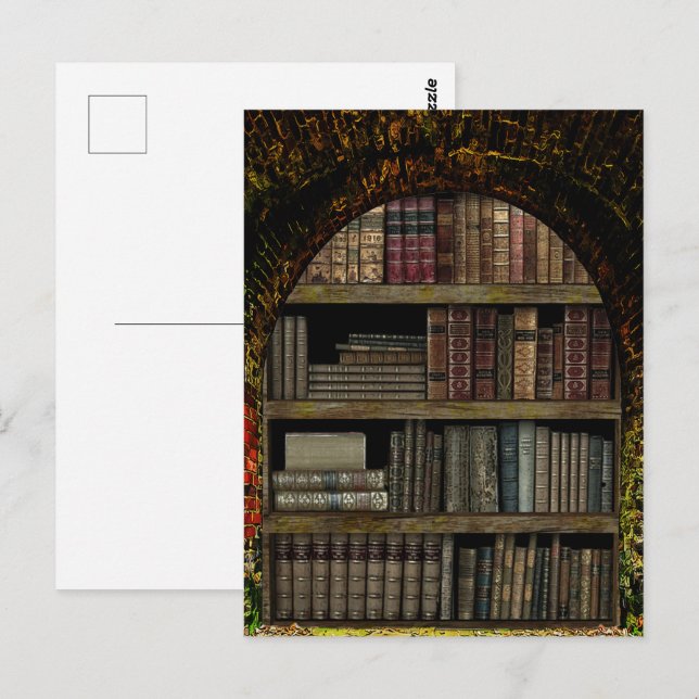 Cartão Postal Amantes de livros da Biblioteca do Livro Antigo (Frente/Verso)
