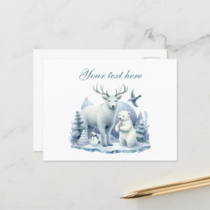 Cartão Postal Amantes de os animais mistos de inverno sazonal em