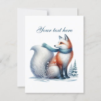 Cartão Postal Amantes de raposa de inverno sazonais e bonitos ad
