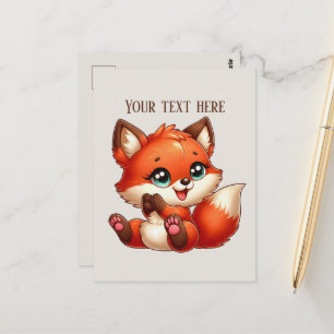 Cartão Postal Amantes de raposas fofas personalizáveis