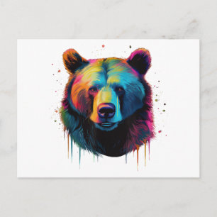 Cartão Postal Amantes de Ursos Pardo Pop Art Grande Urso Pardo