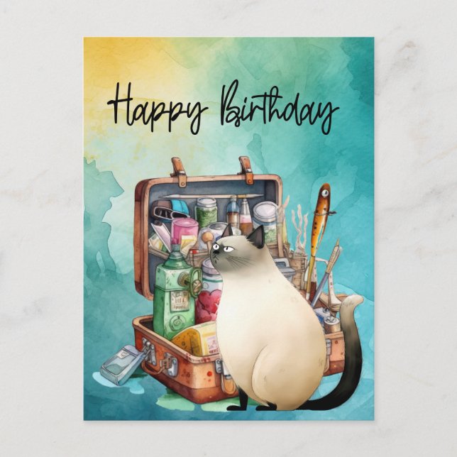 Cartão Postal Amantes do pesca de gato aniversário pesca  (Frente)