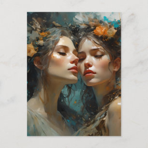Cartão Postal Amantes Lésbicas Verdadeiras