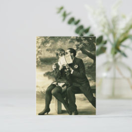 Cartão Postal Amantes Segredos Sexy Vintage Pin-Up Casal Amor