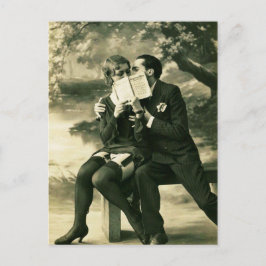 Cartão Postal Amantes Segredos Sexy Vintage Pin-Up Casal Amor