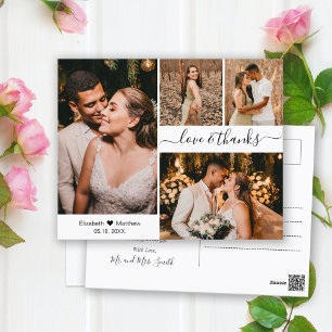 Cartão Postal Amar Casamento e Obrigados Foto Colagem Obrigado