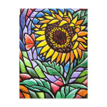 Amarela Moderna Flor de Girassol Arte Floral Moder