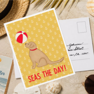 Cartão postal amarelo do cão de retriever dourado 