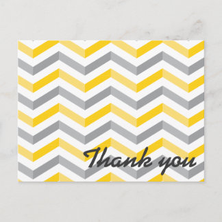 Cartão Postal Amarelo e Cinza Chevron Obrigado