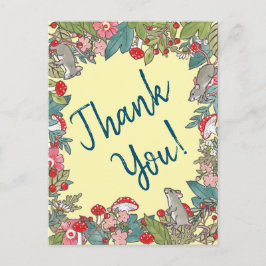 Cartão Postal Amarelo-Gelado Obrigado Mice Woodland
