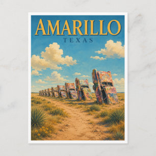 Cartão Postal Amarillo Texas Cadillac Ranch GeoSaga