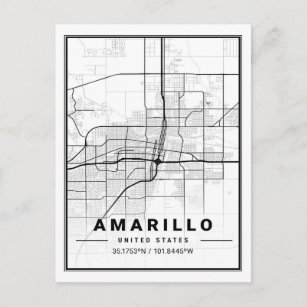 Cartão Postal Amarillo Texas USA Viagem City Map Poster