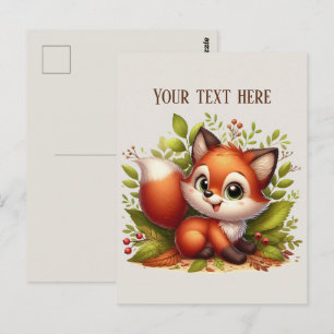 Cartão Postal Amautas de raposa de hiking fofos personalizáveis