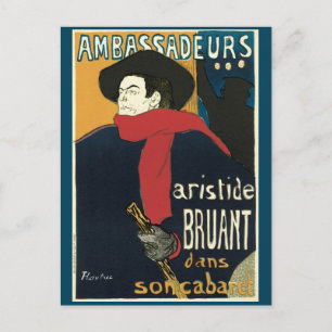 Cartão Postal Ambassadeurs, Artistide Bruant by Toulouse Lautrec