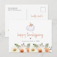 AMBER Fall White Pumpkin e Floral Ação de Graças