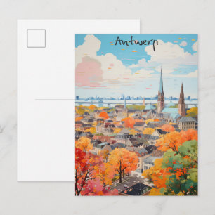 Cartão Postal Amberes Bélgica Viagem Cidade Estética