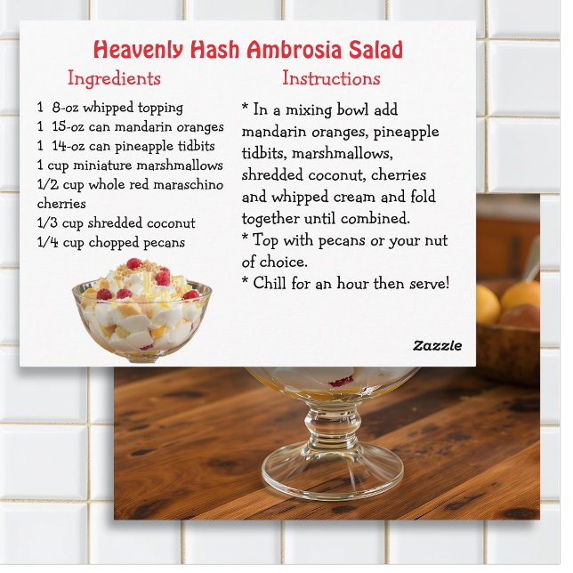 Cartão Postal Ambrosia Salad Recipe Card (Criador carregado)