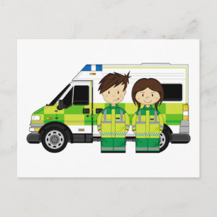 Cartão Postal Ambulância e EMTs