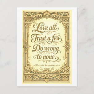 Cartão Postal "Ame a Todos, Confie em Poucos" Shakespeare