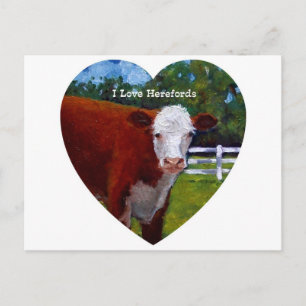 Cartão Postal Ame Ave Herefords: Pintura Original De Petróleo, V