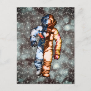 Cartão Postal Ame-o ao Astronauta da Lua Desenhando Espaço Lega