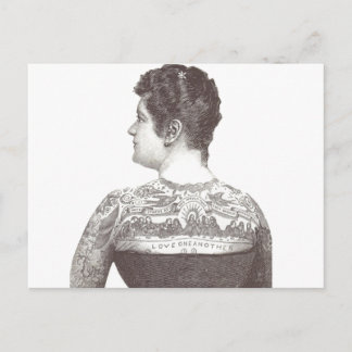 Cartão Postal "Ame Um Ao Outro" Tatuou Mulher Vitoriana