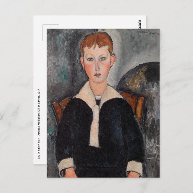Cartão Postal Amedeo Modigliani - Menino de um Terno de Marinhei (Frente/Verso)