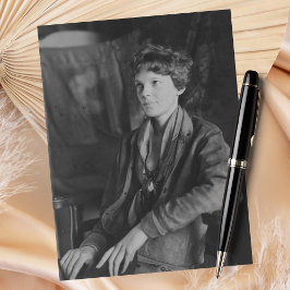 Cartão Postal Amelia Earhart Foto Preto Branco Aviação Vintage