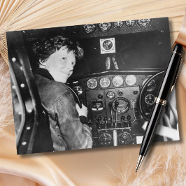 Cartão Postal Amelia Earhart Preto Branco Foto Aviação Antiga