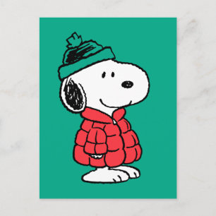 Cartão Postal Amendoins   Casaco e Chapéu de Inverno do Snoopy