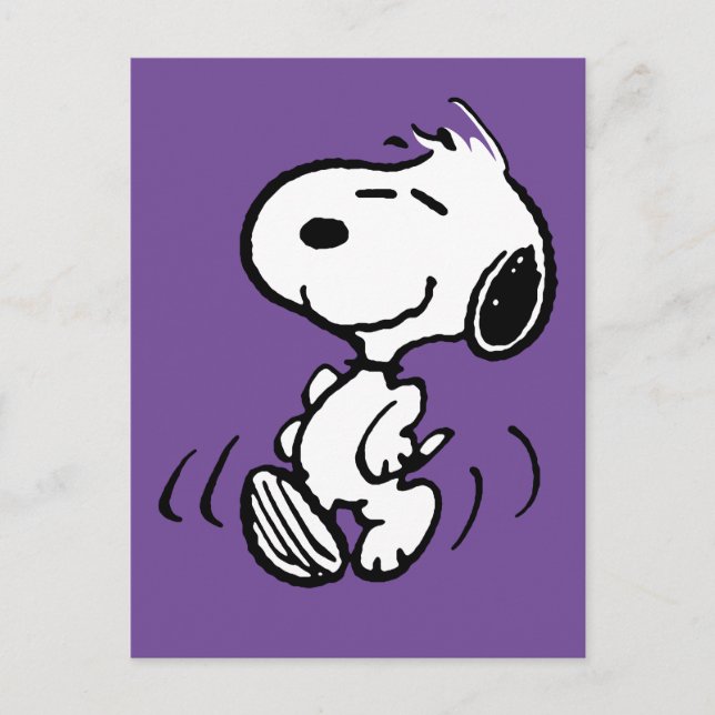 Cartão Postal Amendoins | Dança De Sorriso Feliz Snoopy (Frente)