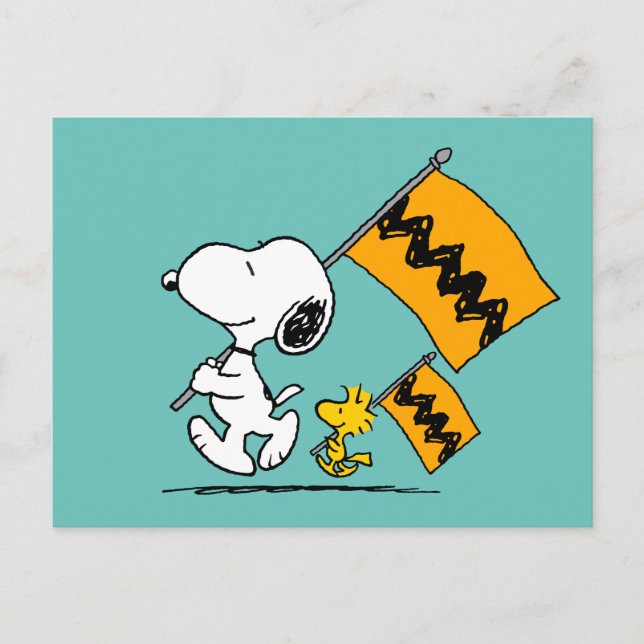 Cartão Postal Amendoins | Sinalizadores de Snoopy & Woodstock (Frente)