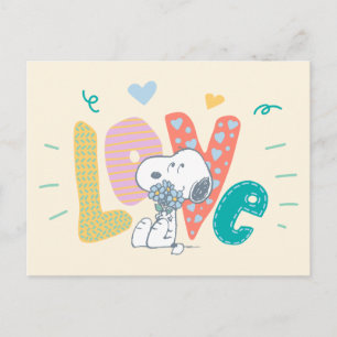 Cartão Postal Amendoins   Snoopy Flower Love