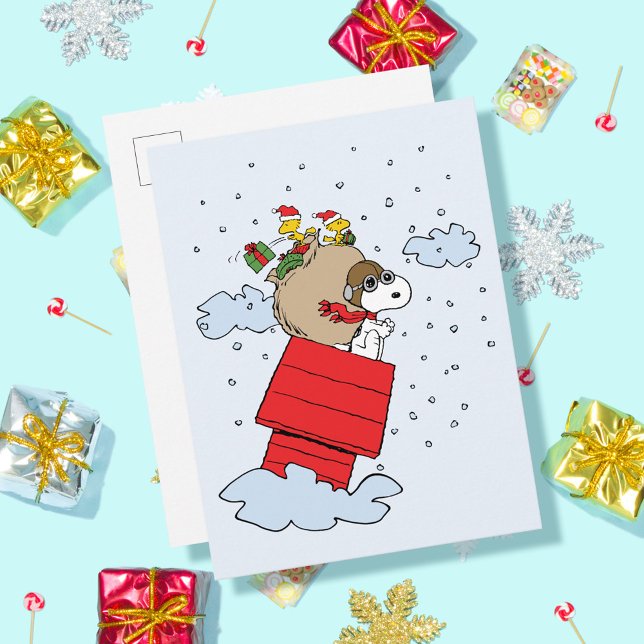 Cartão Postal Amendoins | Snoopy, o Ace Voador no Natal (Card on table)