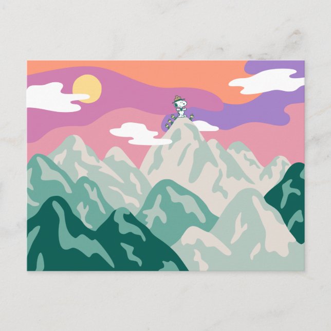 Cartão Postal Amendoins | Snoopy & Trop Hiking na Montanha (Frente)