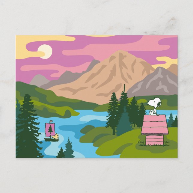 Cartão Postal Amendoins | Snoopy & Woodstock O Grande Ar Livre (Frente)