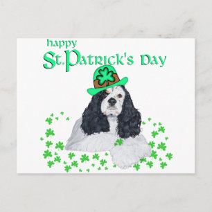 Cartão Postal American Cocker Spaniel Dia de São Patrício