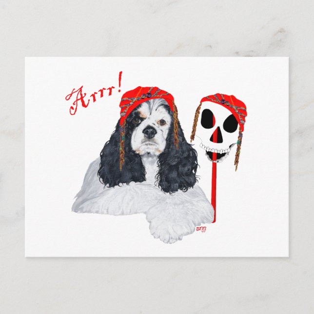 Cartão Postal American Cocker Spaniel Pirata (Frente)
