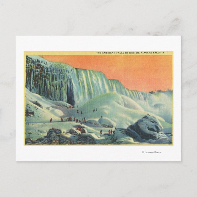 Cartão Postal American Falls in Winter with Sunset (Frente)