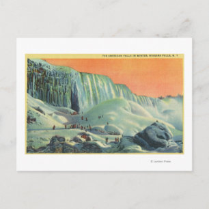 Cartão Postal American Falls in Winter with Sunset