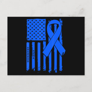 Cartão Postal American Flag Blue Ribbon Ataxia Sensibence T-Shir
