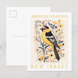 Cartão Postal American Goldfinch Bird de Nova Jersey EUA