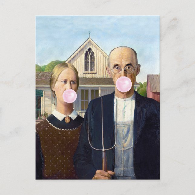 Cartão Postal American Gothic Grant Wood (Frente)
